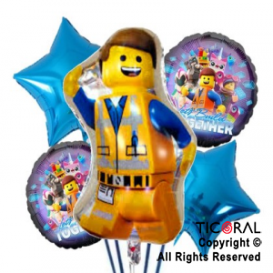 SET DE GLOBOS METALIZADO LEGO 5 UNIDADES X 1